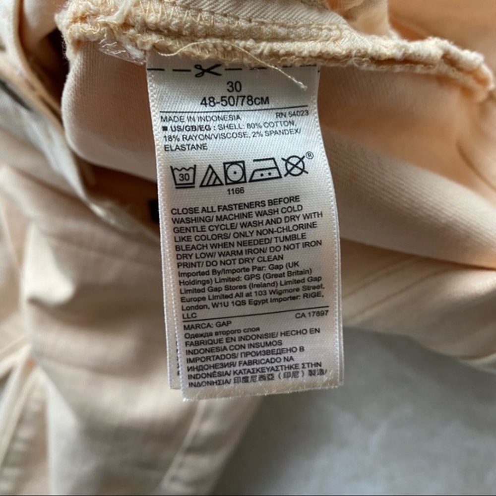 NWT Gap, light yellow mid rise true skinny stretch denim pants, size 10/30 - Picture 9 of 9